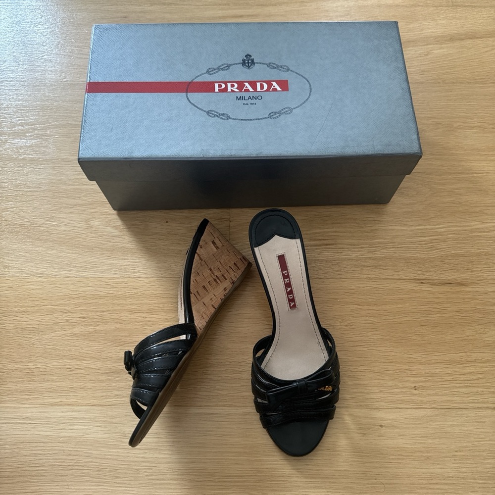 Prada Black Wedge Shoes Elegant Design
